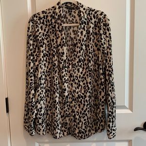 Long sleeve halogen 3X leopard blouse